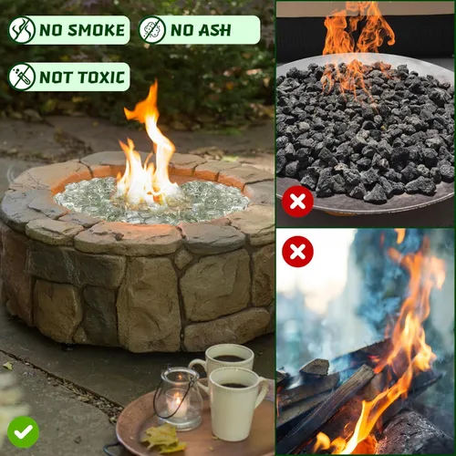 Vista 4 de Cubo de vidrio transparente para hoguera, cuentas de vidrio templado para chimenea, mesa de hoguera interior o exterior, propano y gas natural, 10