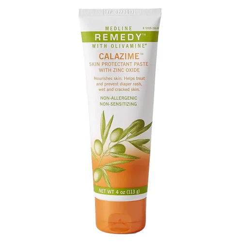 Medline Remedy Olivamine Calazime Crema para proteger la piel, 4 oz, usar en piel seca, erupción del pañal, dermatitis, psoriasis, quemaduras,
