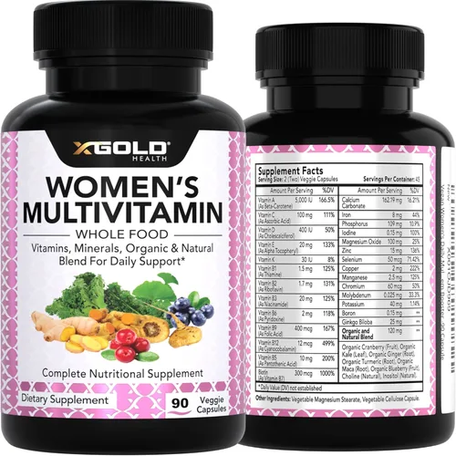 Vista 7 de Multivitamínico diario vegano para mujer 50 Plus con ingredientes naturales orgánicos a base de alimentos integrales, jengibre, maca, complejo