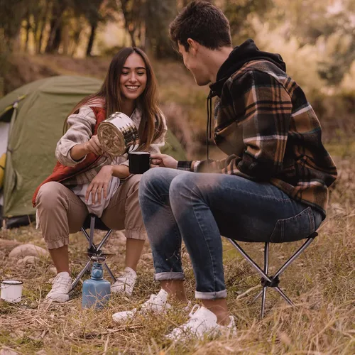 Vista 9 de REDCAMP Paquete de 2 taburetes de camping ultraligeros con patas retráctiles, taburetes de camping portátiles de trípode de 3 patas para adultos