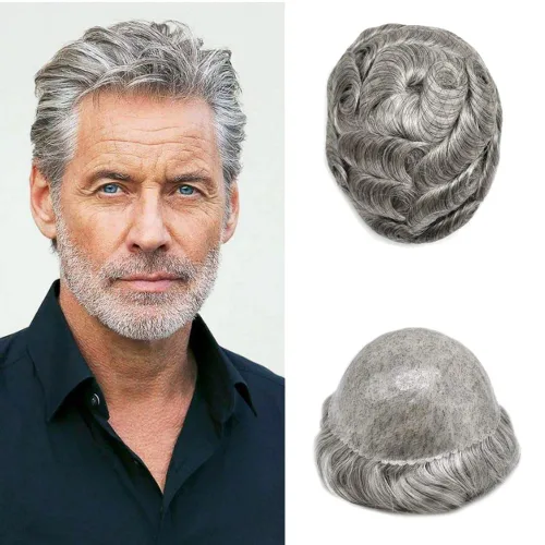 Vista 33 de Toupee - Pieza de pelo para hombres, piezas de prótesis de cabello humano real, piezas de prótesis de cabello humano real, para hombre, accesorios