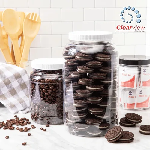 Vista 5 de Tarros de almacenamiento de plástico con tapas a prueba de fugas, libres de BPA, solo lavado a mano (frasco de 8 oz, paquete de 6)