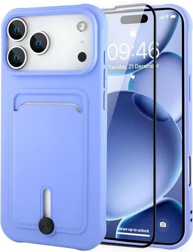 Vista 29 de MZELQ Cartera de TPU compatible con iPhone 15 Pro Max, funda protectora de cámara con tarjetero + protector de pantalla, ranura para empujar