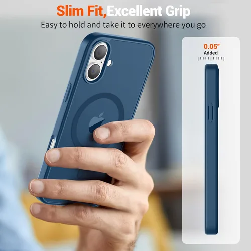 Vista 1453 de SUPFINE - Funda magnética para iPhone 13 Pro Max (compatible con MagSafe), (protección contra caídas de grado militar de 10 pies), delgada, Negro