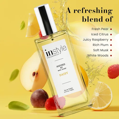 Vista 6 de Instyle Fragrances, Inspirado en Marc Jacobs' Daisy, Eau de Toilette para mujer, limpio, vegano, sin parabenos, nunca probado en animales, 3.4 onzas