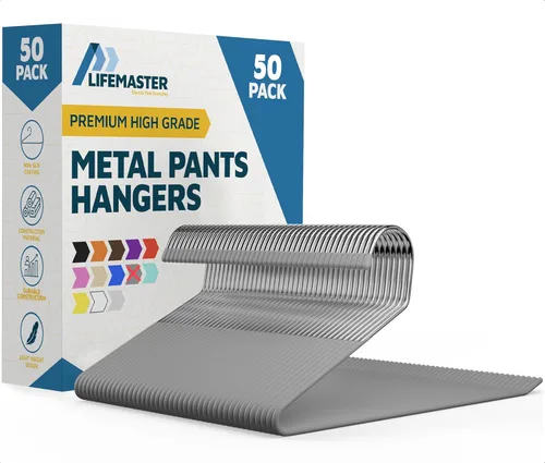 Vista 17 de Lifemaster Juego de perchas para pantalones de metal - 20 piezas Elegante juego de perchas para guardarropa con ahorro de espacio y antideslizantes