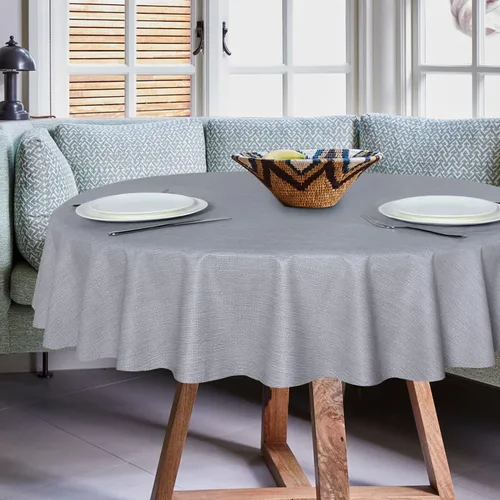 Vista 3 de sancua - Mantel rectangular de PVC 100 % impermeable, 54 x 54 pulgadas, vinilo a prueba de aceite, derrames, fácil de limpiar con un paño, para Beige
