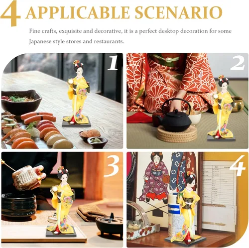 Vista 7 de TOYANDONA Muñeca japonesa de geisha asiática, figura coleccionable, kimono, muñecas en miniatura, decoración del hogar, adorno rojo, 12 pulgadas