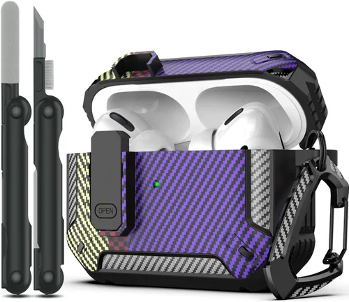 Vista 53 de RFUNGUANGO Funda para AirPod de 2ª generación con kit de limpieza, armadura protectora de carcasa dura militar con bloqueo para funda de carga