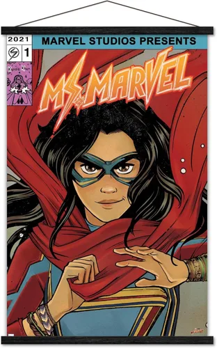 Vista 8 de Trends International Marvel Ms. Marvel - Póster de pared de cómic, 22.4 pulgadas de largo x 14.7 pulgadas, versión enmarcada en madera de granero
