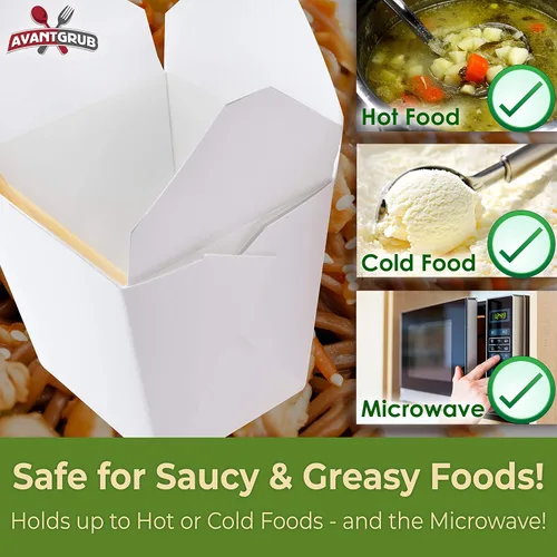 Vista 4 de Cajas de comida china reciclables a prueba de fugas de 26 onzas, 10 unidades. Los recipientes grandes para llevar para microondas fabricados