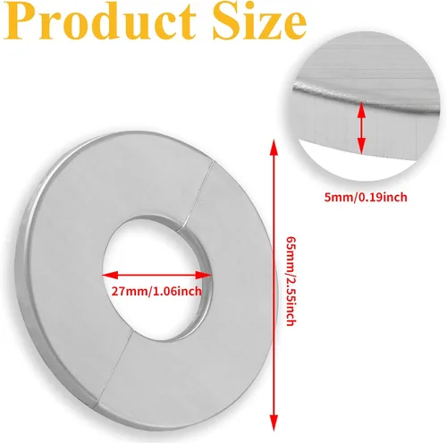 Vista 5 de 4 piezas autoadhesivas de pared dividida de brida cubierta de tubería de acero inoxidable placa redonda de 1.06 pulgadas para tuberías de agua