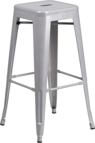 Vista 41 de Flash Furniture - Taburete de bar de metal moderno sin respaldo de 30 pulgadas, para interior/exterior, industrial, cuadrado, apilable para bares