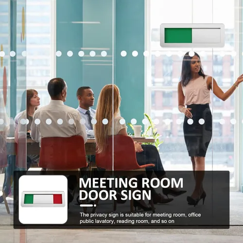 Vista 8 de Tofficu Señal de privacidad de la oficina Indicador de puerta de diapositiva de acrílico Señal de puerta abierta para sala