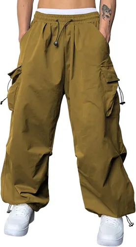 JMIERR Pantalones cargo holgados para hombre, estilo casual, de paracaídas, holgados, con bolsillos, para uso urbano