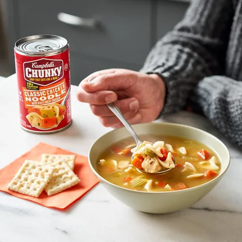 Vista 5 de Campbell's Chunky Sopa clásica de fideos con pollo, lata de 18.6 onzas