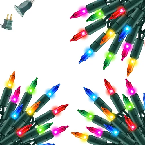 Vista 14 de Dazzle Bright - Guirnalda de luces navideñas mini rojas y verdes de 20 pies con 100 luces incandescentes impermeables, enchufables, decoraciones