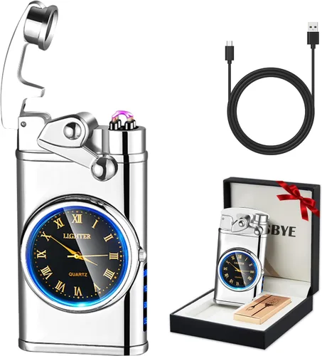 Vista 12 de Encendedor de plasma recargable por USB, encendedores eléctricos resistentes al viento, sin llama, encendedor de doble arco, encendedores