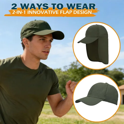 Vista 5 de EINSKEY Gorra de béisbol unisex con solapa para el cuello, impermeable, plegable, para golf, jardín, safari, senderismo, pesca, correr