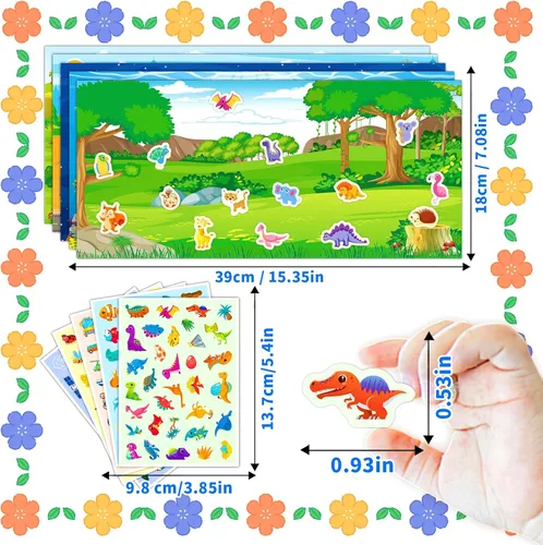 Vista 6 de 1860 calcomanías para niños, 54 hojas, lindas calcomanías para niños con 5 tableros de escena de bricolaje, paquete de calcomanías de animales