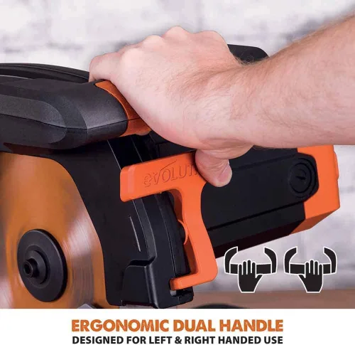 Vista 13 de Evolution Power Tools R255SMS - Sierra ingletadora deslizante de 10 pulgadas, multimaterial, multiusos, corta metal, plástico, madera y más