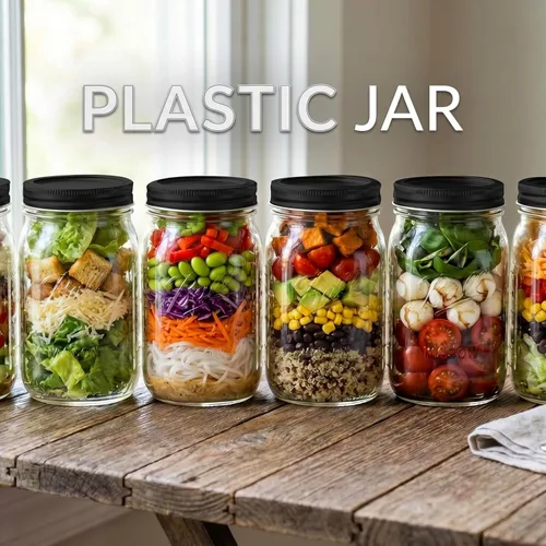 Vista 5 de novelinks Tarros de plástico transparente de 32 onzas con tapas, paquete de 6 tarros grandes de plástico con tapas de 32 onzas, recipientes
