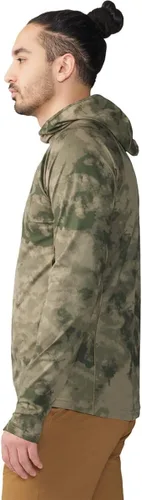 Vista 4 de Mountain Hardwear Sudadera con capucha elástica de montaña para hombre, para senderismo, casual, campamento y mochilero Estampado De Tinte De Hielo
