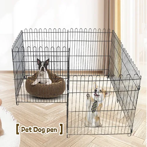 Vista 4 de Corralito plegable de metal para perros, corral portátil para mascotas, bolígrafos de ejercicio para cachorros, 8 paneles pequeños/medianos, valla