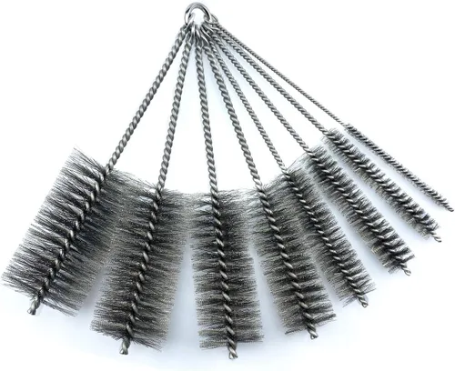 Juego de cepillos de limpieza de tuberías de acero inoxidable, paquete variado de 8 piezas para piezas de automóvil, botellas, tubos, etc.