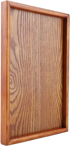 Vista 38 de Bandeja de madera para servir, bandeja rectangular de madera para té de frutas, aperitivos, platos de dulces, bandeja de mesa de café, organizador