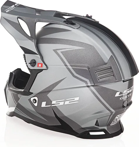 Vista 3 de LS2 Gate TwoFace - Casco de motocicleta todoterreno para adultos, color gris mate/negro, talla 2XL
