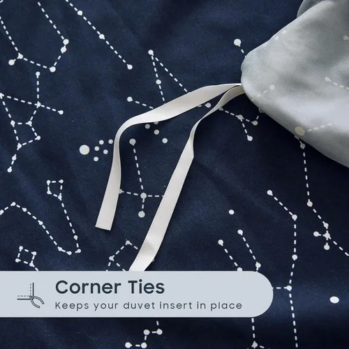 Vista 7 de Wake In Cloud - Juego de funda de edredón de constelación, astrología espacial de galaxia celestial para adolescentes, niños y niñas, ropa de cama