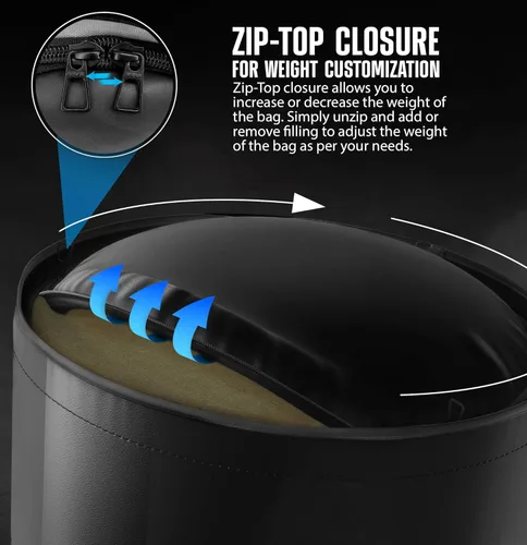 Vista 8 de RDX Saco de boxeo de doble ángulo de 4 pies con guantes y cadena colgante de 6 paneles – Uppercut & Body Shot Bolsa de boxeo pesada para Muay Thai