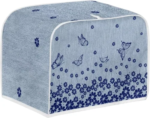 Belidome Cubiertas para tostadora con estampado floral de mariposa azul, ranura ancha, para hacer pan, a prueba de polvo, a prueba de huellas