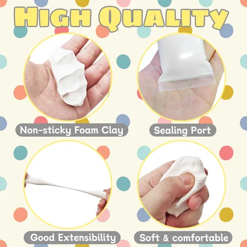 Vista 4 de 24 paquetes de arcilla de espuma blanca de secado al aire, 8.5 oz de arcilla modelo blanca DIY, arcilla de espuma en masa suave para regalo