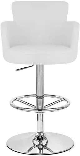 Vista 5 de ZURI Taburete de bar giratorio de altura ajustable Chateau con base cromada - Blanco