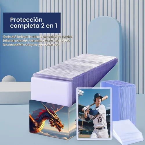 Vista 2 de 200 fundas para tarjetas de primera calidad para tarjetas intercambiables, protectores de plástico duro de calidad de archivo de 35 puntos
