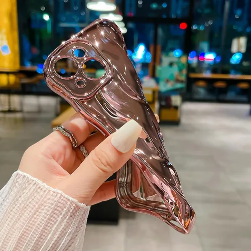 Vista 5 de Funda con patrón de ondas de agua para iPhone 15 TPU suave a prueba de golpes, cubierta trasera protectora de cámara para mujeres y niñas, funda