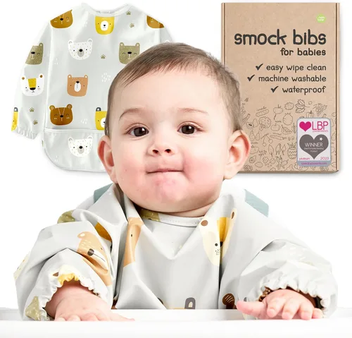 Vista 15 de Baberos impermeables para comer (niño o niña de 6 a 24 meses) – Babero de manga larga para bebé destete