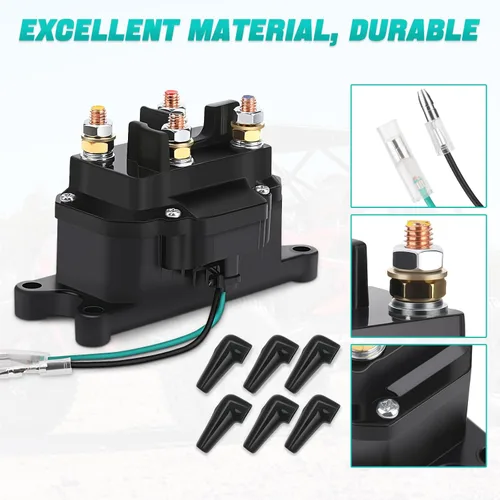 Vista 8 de KanSmart Contactor de relé solenoide de cabrestante de 12 V 250 A, relé de cabrestante para ATV, UTV, barco, 4x4, vehículos, 3000-5000 libras