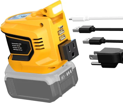 Vista 10 de Ecarke Inversor de corriente para batería Makita de 18 V: convertidor de 200 W de CC (18 V) a CA (110 V~120 V), toma de corriente con 2 puertos USB