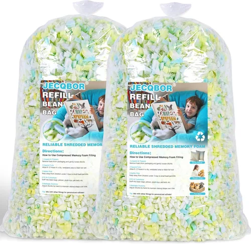 Vista 12 de Jecqbor Relleno de espuma viscoelástica triturada de 5 libras para puf, relleno de puf de alta densidad, relleno de espuma viscoelástica de alta