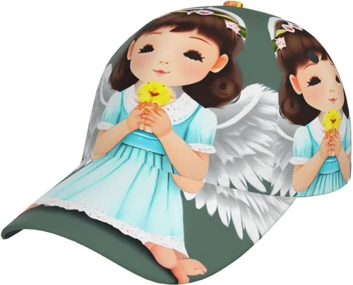 Cute Little Angel Comfortable Curved Brim Baseball Cap,Four-Season,with A Unique Printed Design That Breaks The Rules and Shows Your Personality