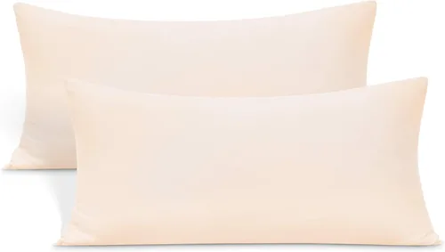 Vista 37 de Paquete de 2 fundas elásticas para almohada - Punto jersey y cierre de sobre, fundas de almohada con mezcla de poliéster ultra suave tipo camiseta