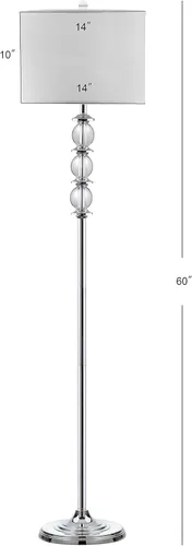 Vista 3 de SAFAVIEH Lighting Collection Riga - Lámpara de pie de pie para sala de estar, dormitorio, oficina en casa, cristal transparente y cromado, de 60