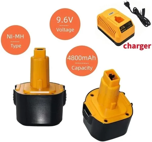 Vista 2 de 4800mAh Ni-MH Replacement Battery Compatible for Dewalt 9.6V Batteries DE9061 DE9062 DW9061 DW9062 DE9036 DW911 DW921 with Charger(9.6V-4800mAh-1PCS)