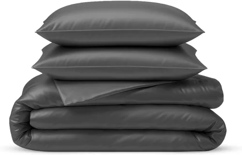 Vista 36 de Juego de funda de edredón tamaño individual de Linenwalas - De viscosa derivada del bambú, suave, transpirable, ligera, funda de edredón refrescante