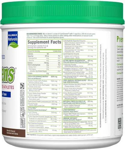 Vista 2 de CytoGreens - Superalimento verde prémium para atletas de chocolate - 60 porciones