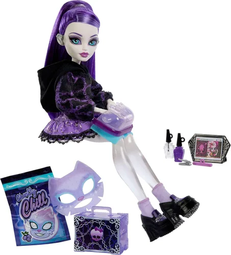 Monster High Self-Scare Secrets Spectra Vondergeist - Juego de muñecas y accesorios con 13 sorpresas realistas como kit de manicura y tocadiscos