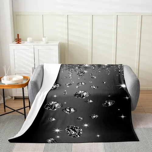 Erosebridal Black Diamonds Fleece Throw Blanket 40"x50" - Ultra-Soft for Couch Sofa Bed,Glitter Sequins Diamond Flannel Blanket,Starry Sky Fuzzy